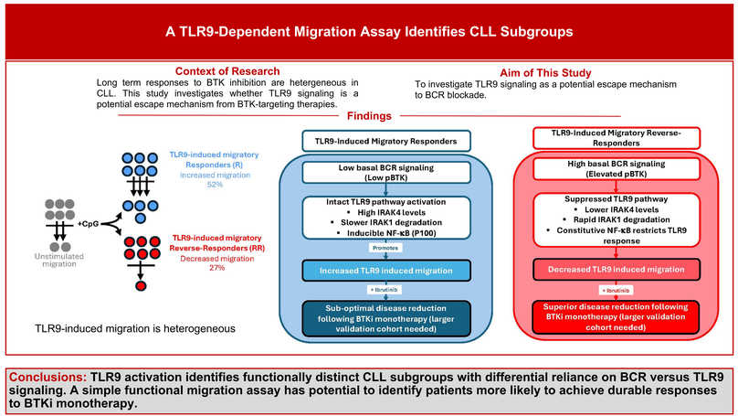 TLR9-dependent migration identifies different Chronic Lymphocytic Leukemia signaling states under BTK inhibition.